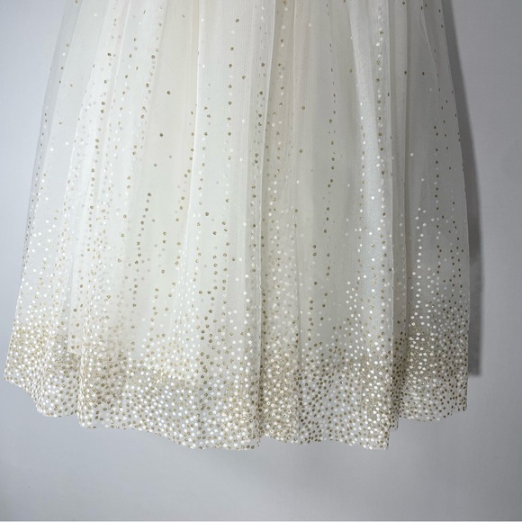 David’s Bridal Girls White & Gold Tulle Dress Size 8 Special Occasion - Picture 5 of 10